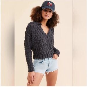 FREE PEOPLE Josephine Pullover In Charcoal Gray